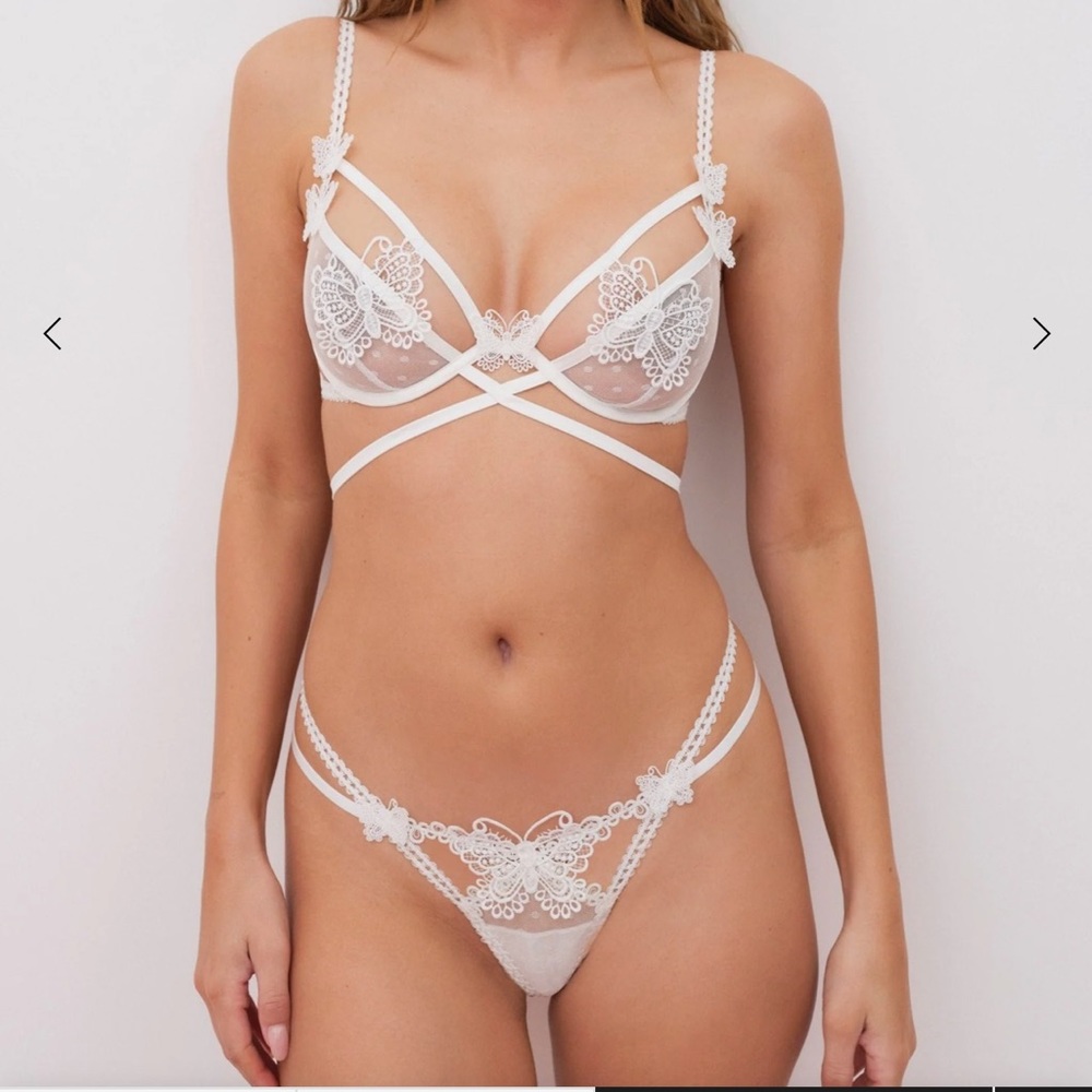 For love and lemons beaming butterfly appliqué panty/ bra set NEVER WORN NWT
